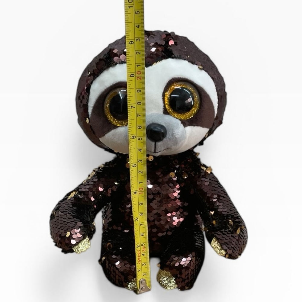 Ty Sequin Sloth Plush Dangler – Brown, Gold, White size: 9” beanie baby - Picture 7 of 8
